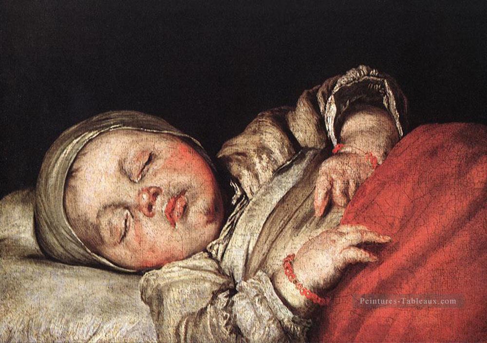 Enfant endormi italien Baroque Bernardo Strozzi Peintures à l'huile